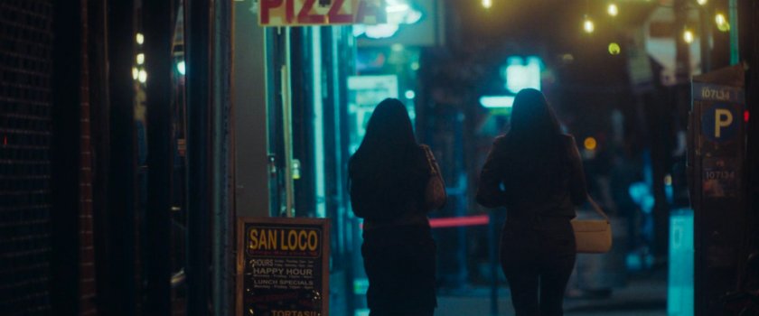 Interstitial: night time sidewalk.