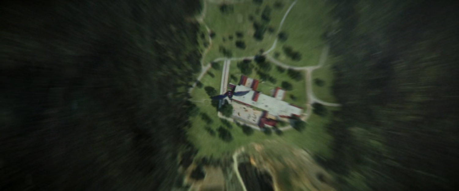 Aerial view of Sam diving towards Catedral de Santo Ramos.