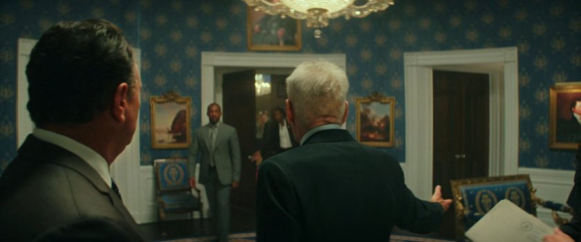 President Ross welcomes Sam to the Blue Room in the White House.