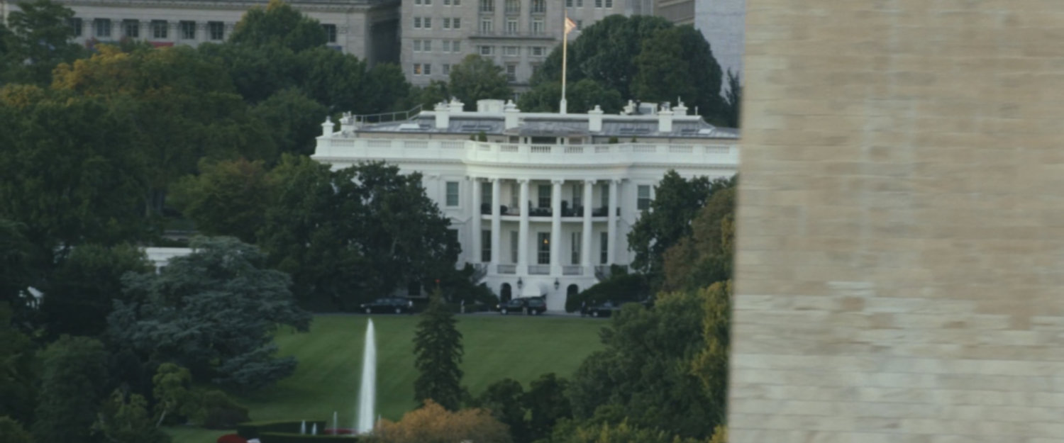 Aerial view of the White House.