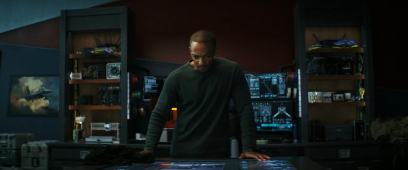 Sam in the Air Force headquarters for Captain America.