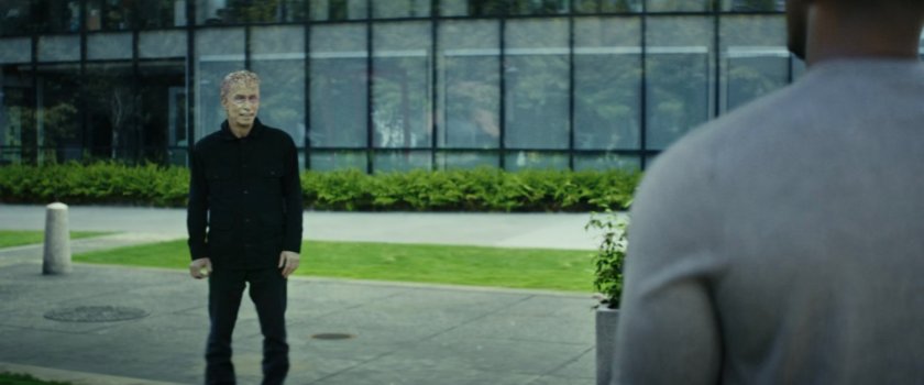 Sterns and Sam in the courtyard of Walter Reed Hospital.