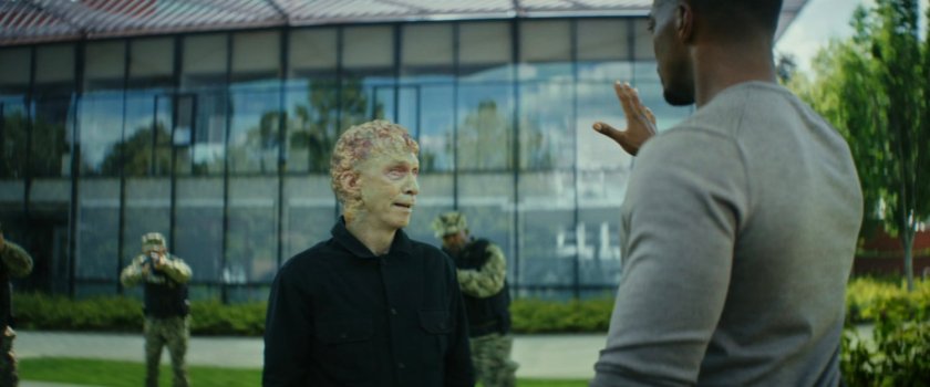 Sterns and Sam in the courtyard of Walter Reed Hospital.