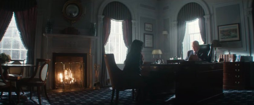 Detective Kim and Mayor Fisk in his office.