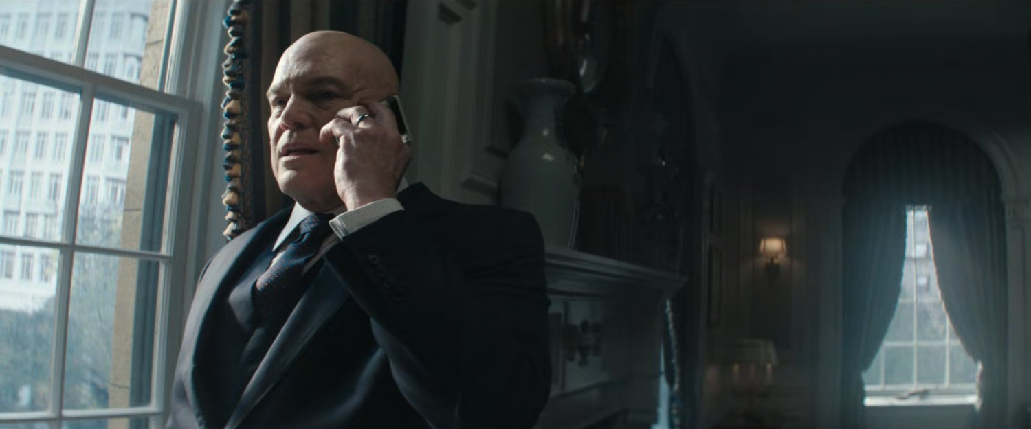 Mayor Fisk on the phone in his office.