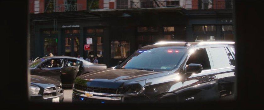 Police cars outside Heather's office.
