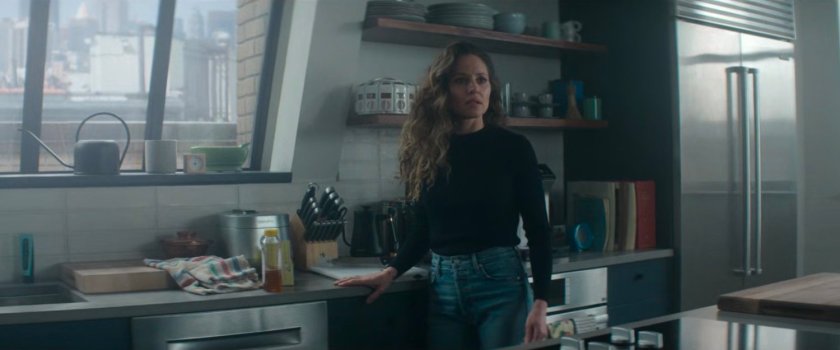 Heather in Matt's kitchen.