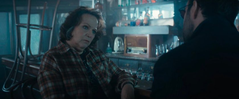 Josie and Matt inside her bar.