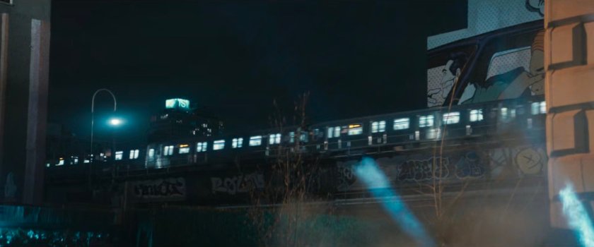 A train passes by the venue for the Black & White Ball.