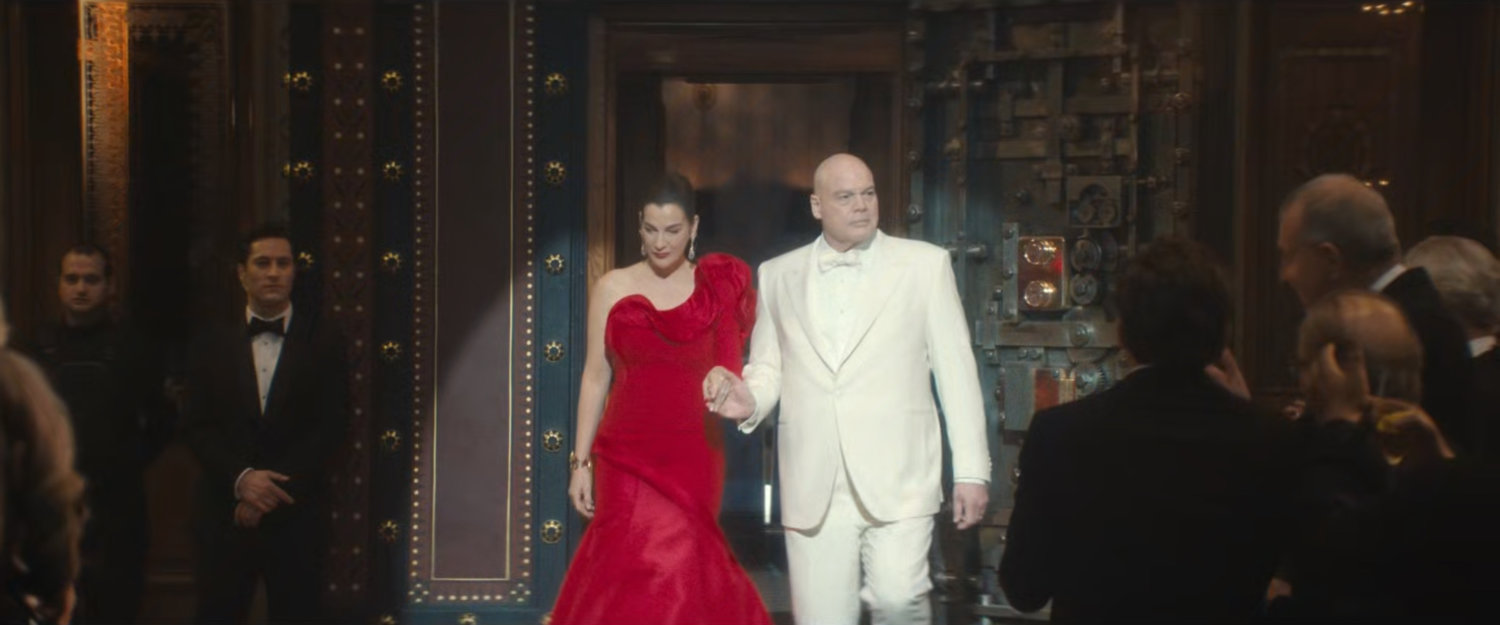 Vanessa and Fisk make an entrance at the Black & White Ball.