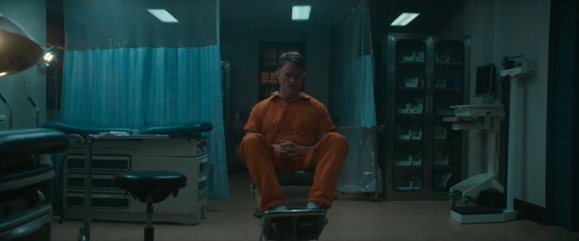 Dex in the hospital at Ryker's Island Penitentiary.