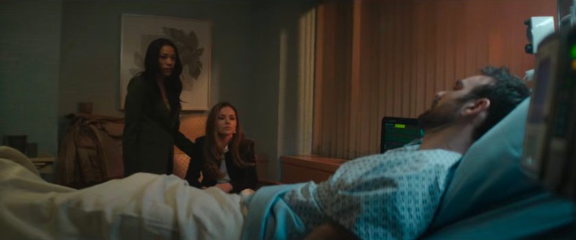 Kirsten, Heather, and Matt in a Metro-General hospital room.