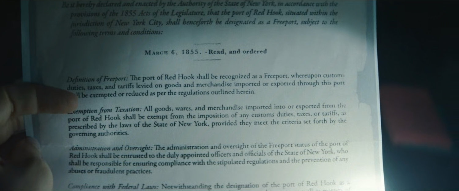 Charter for the port of Red Hook.