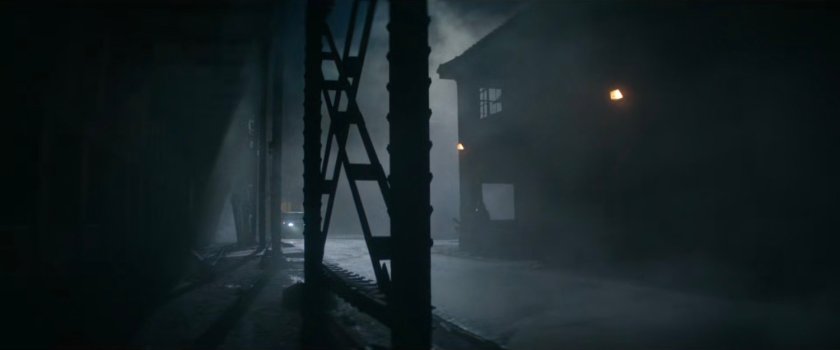 Foggy exterior of Red Hook port.