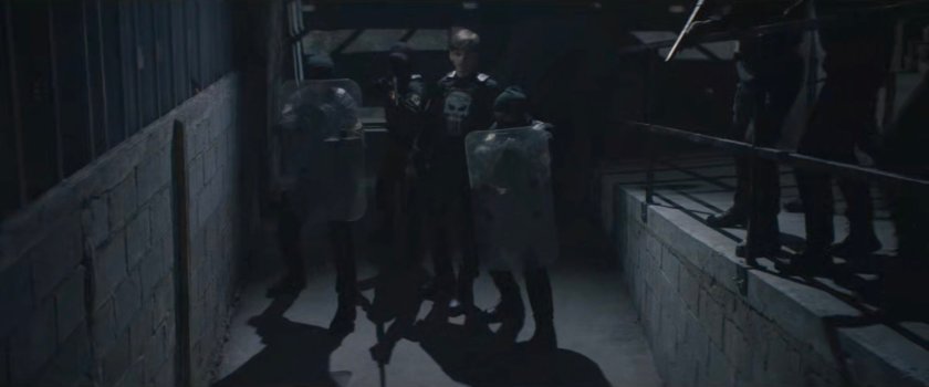 Task Force officers in the Red Hook port building.