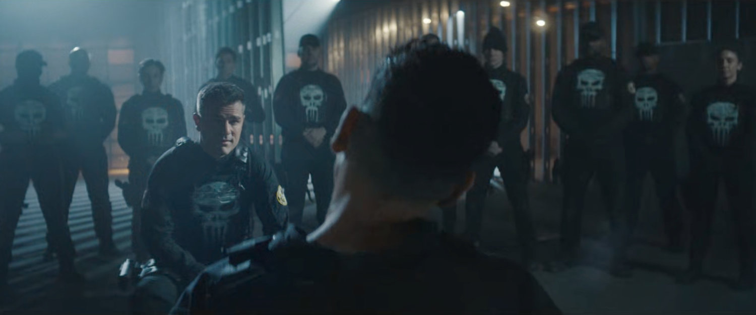 Task force officers lined up before Frank Castle.