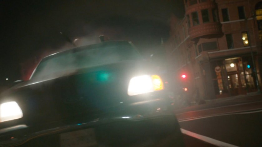 A Watchdog pickup truck makes a tight corner.