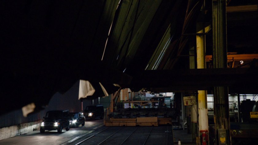 Vehicles arriving outside Cosmogenic Manufacturing.