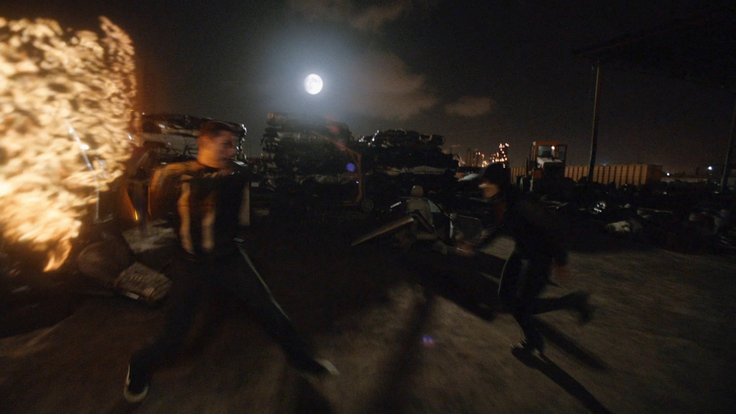 Robbie and Daisy fighting in the El Monte Auto and Salvage Yard.