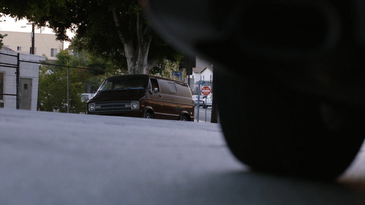 Van parked across the street from Canelo's Auto and Body.