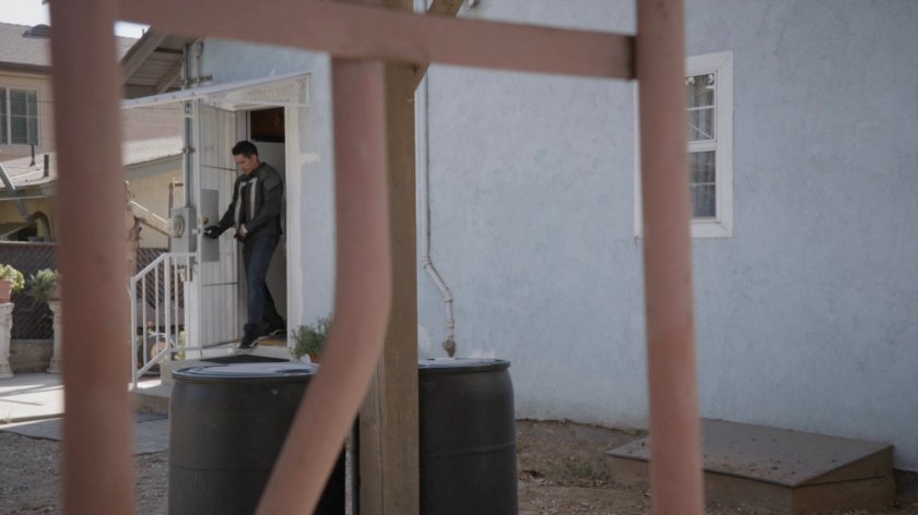 Robbie Reyes leaving his house.