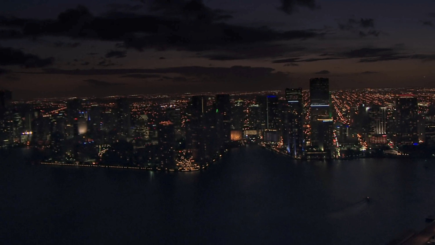 Night aerial of Miami.