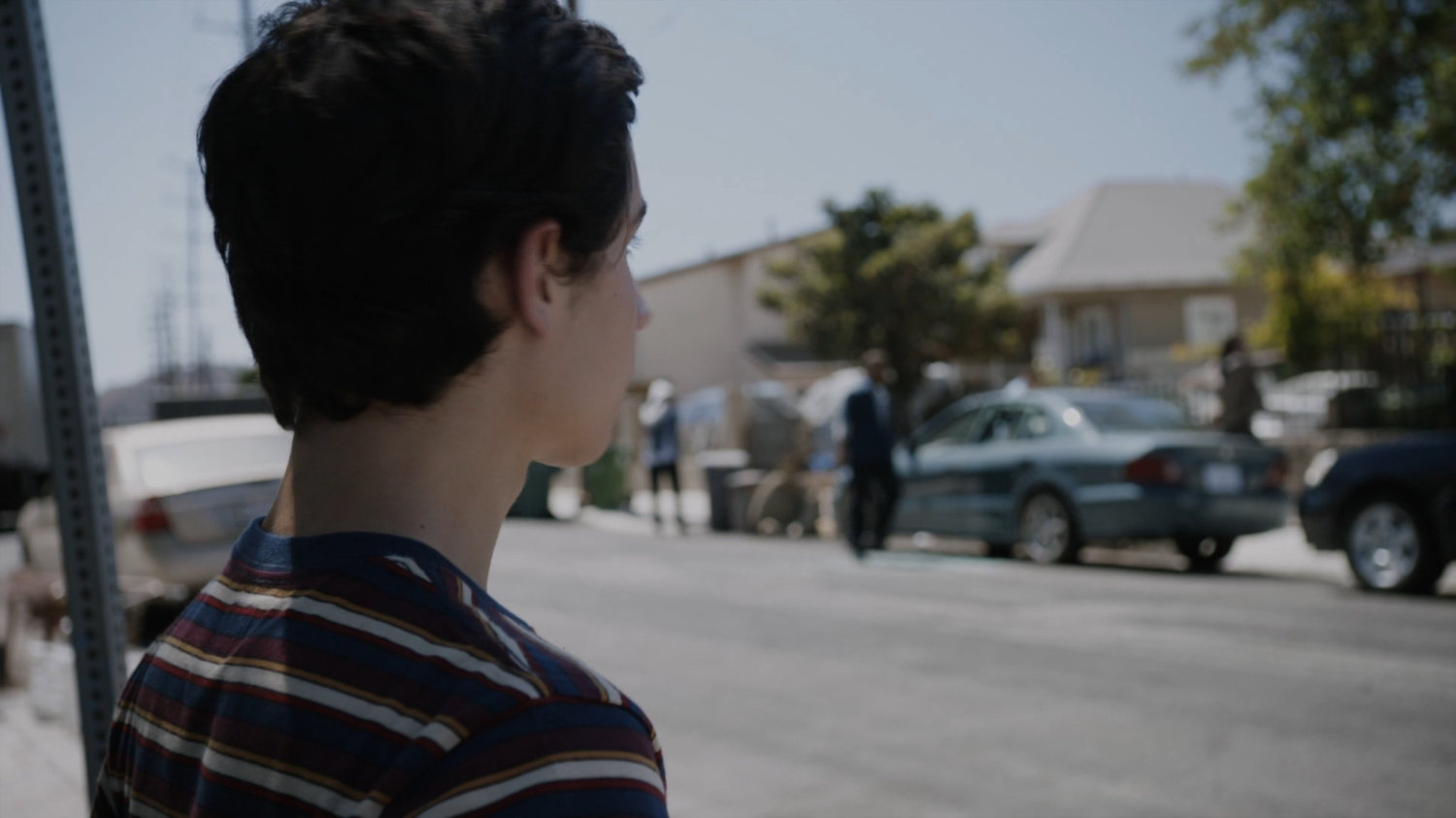 Gabe watching rioters on street.