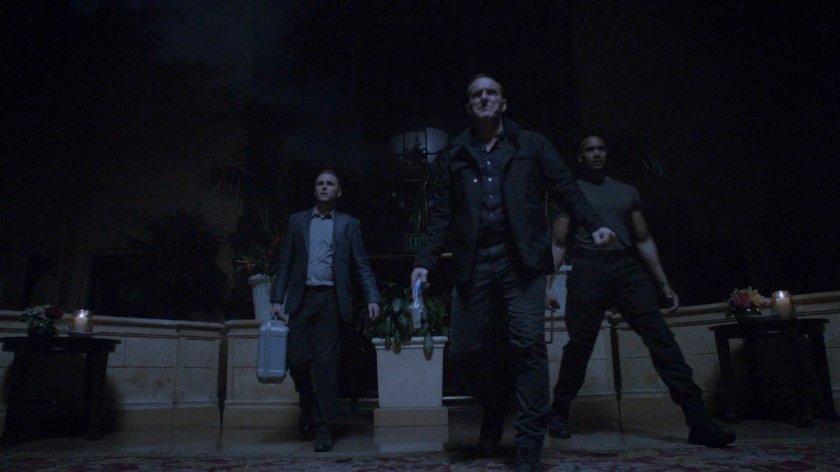 SHIELD Agents in blacked out Miami hotel lobby.