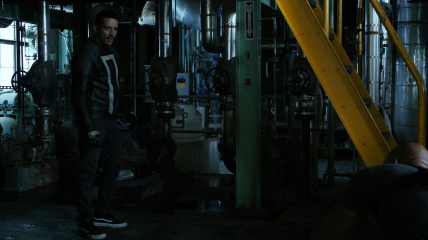 Robbie and Mack in the generator room at South Ridge Penitentiary.