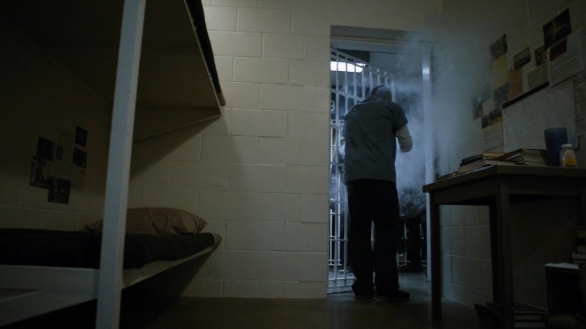 Eli Morrow in his cell at South Ridge Penitentiary.