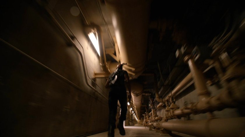 Mack running through Roxxon Power Station corridor.