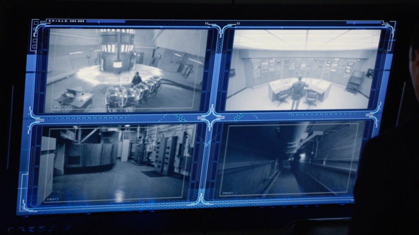 Video feed of four locations in the Roxxon Power Station.