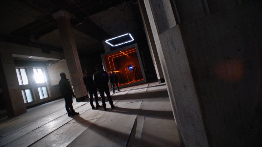 SHIELD Agents, Robbie, and Eli in the quantum cube warehouse.