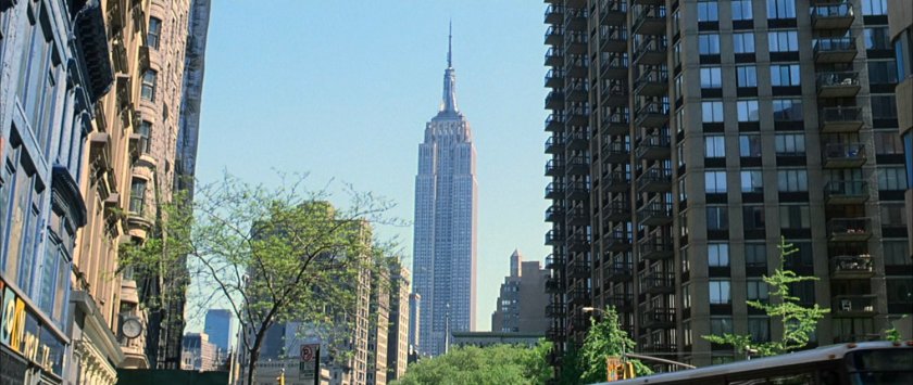 The Empire State Building as seen from a New York street.