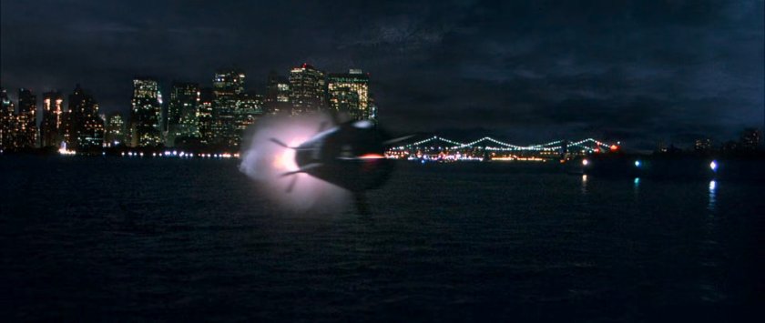 A heat seeking missile speeding away from Manhattan.