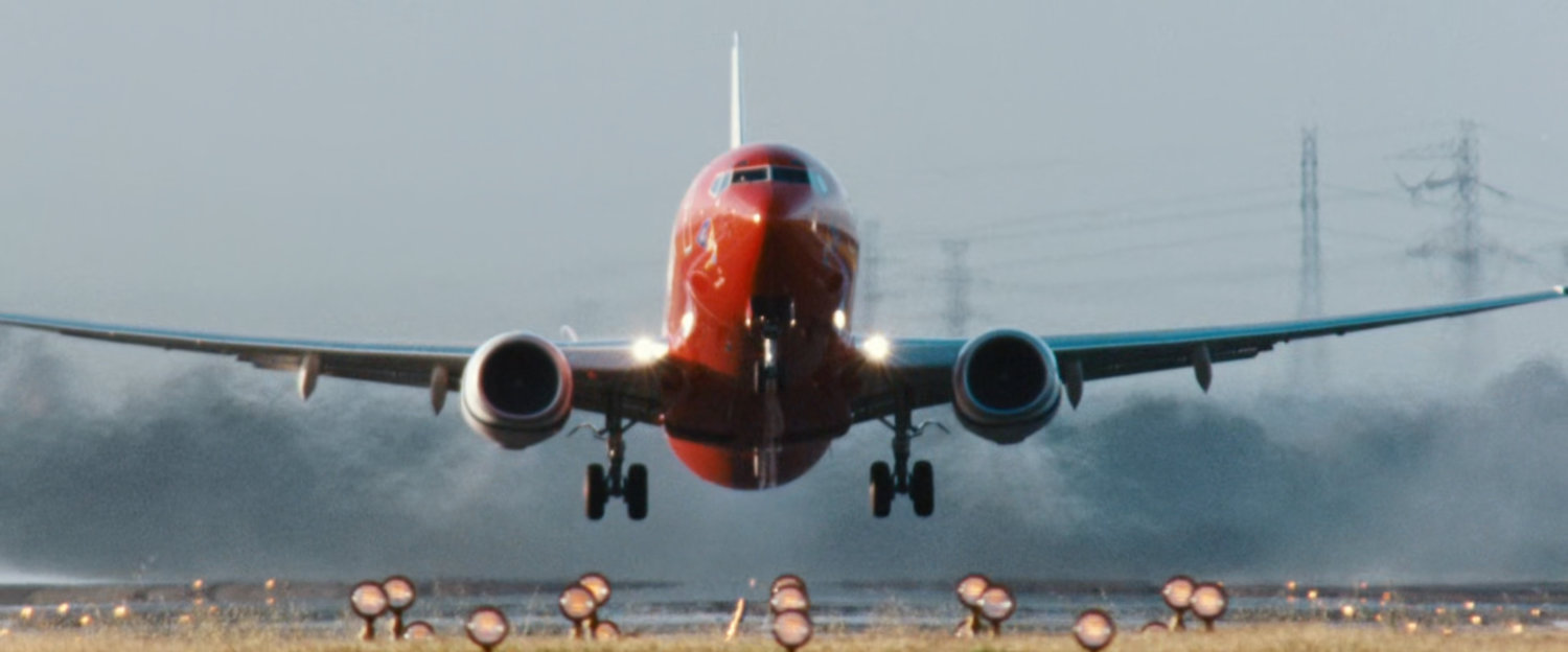 An airplane taking off.