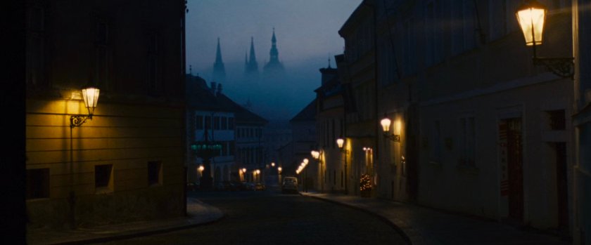 A foggy street in Latveria.