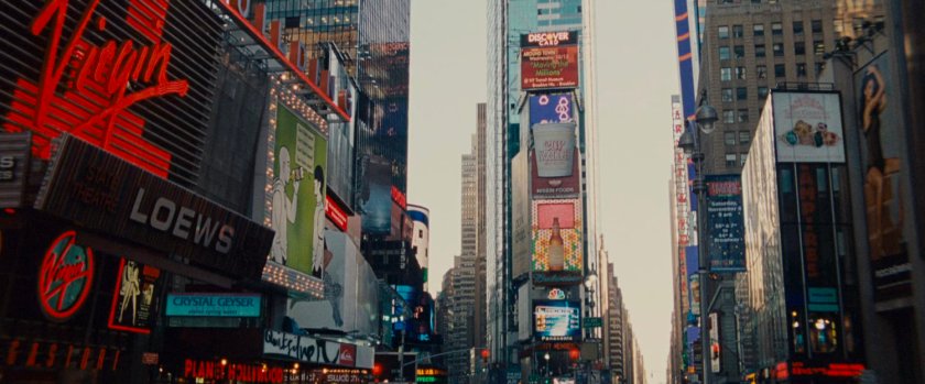 Billboards on Times Square blacking out.