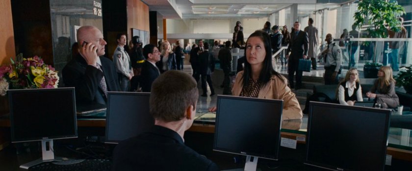 Citizens in the lobby of a building.