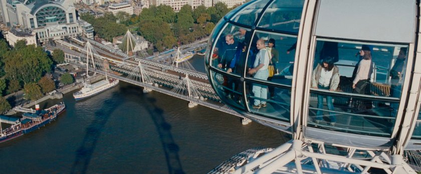 Tourists in the London eye above Millennium Bridge.