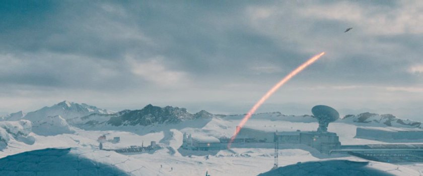 The Fantasticar and Johnny taking flight above Inyeptuk Station.