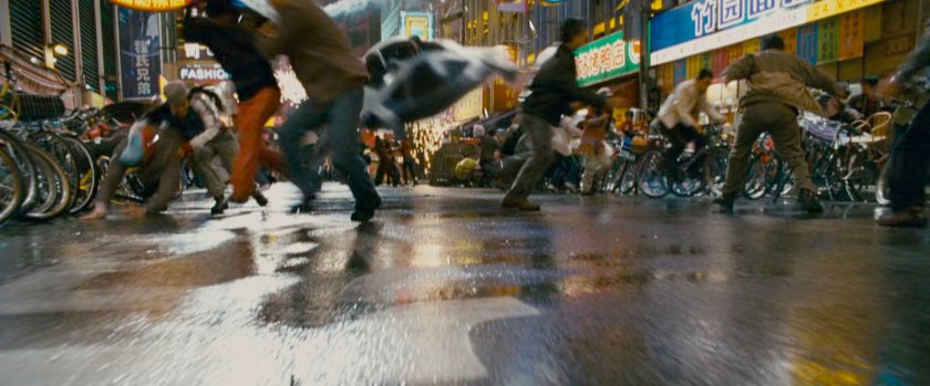 A Fantasticar pod crashing on a Shanghai street.