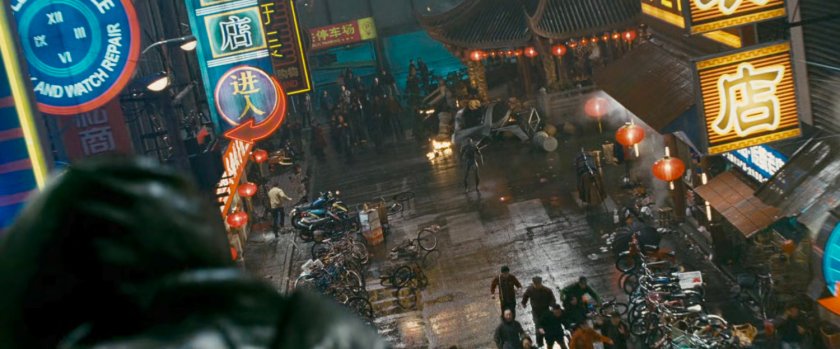 High angle view of The Silver Surfer on a Shanghai street.