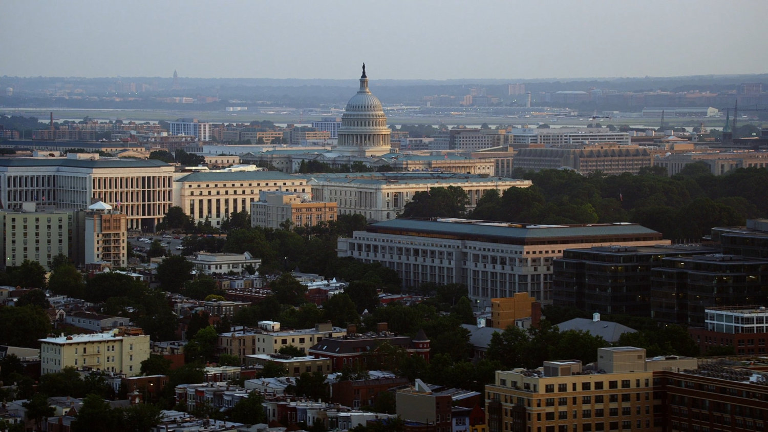 Aerial view of United States Capital in Washington DC.