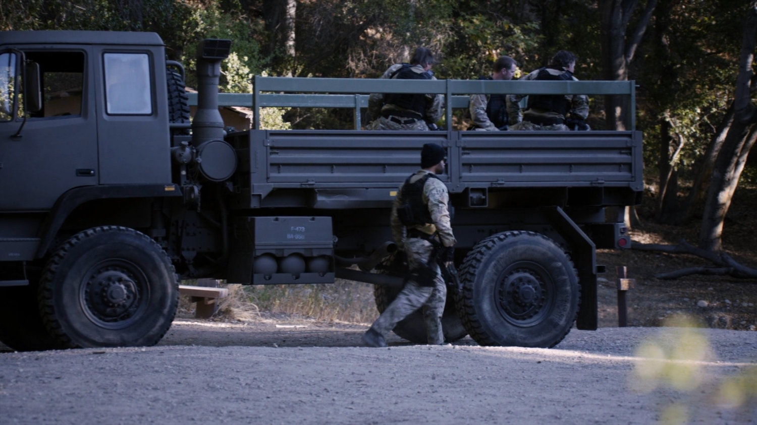 Soldiers in troop transport in Freyer National Park West Virginia.