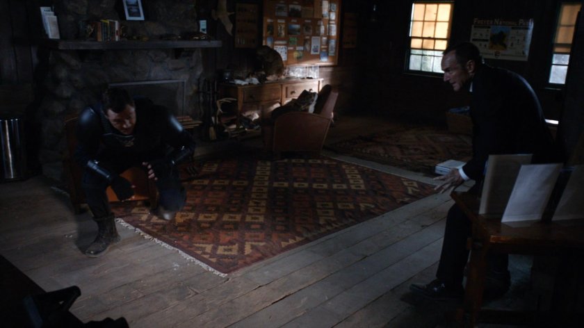 Coulson and Mace inside ranger cabin in Freyer National Park West Virginia.