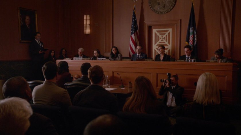 Senators, including Ellen Nadeer, sit in a US Senate hearing chamber.