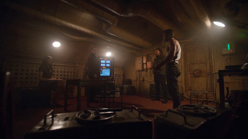 Anton Ivanov, Shockley, Aida, and Radcliffe in Ivanov's submarine.