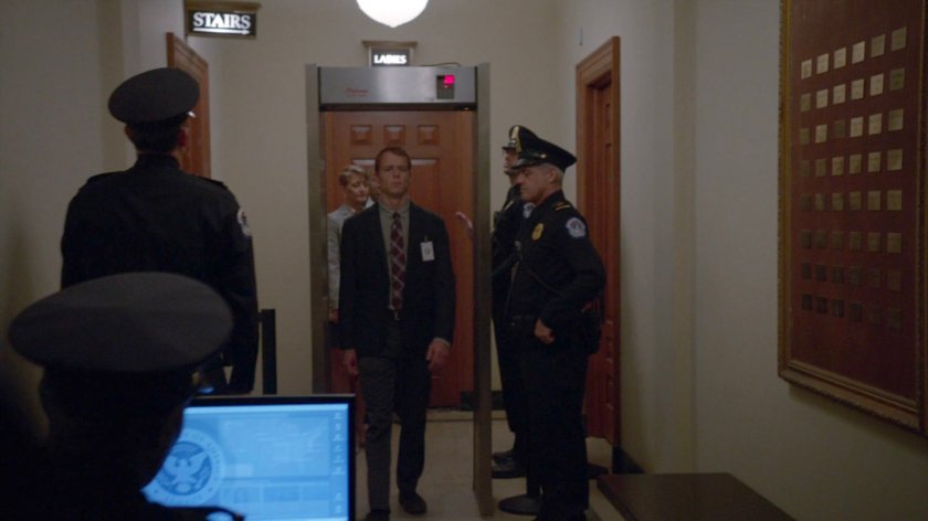 Security checkpoint in Senate hallway.