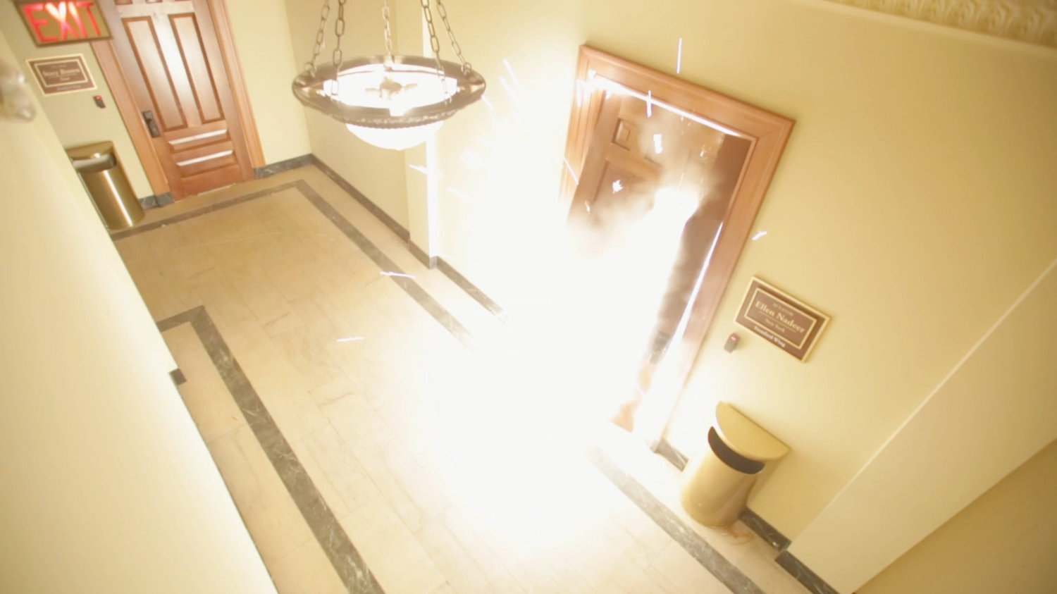 Explosion in Senate hallway.